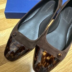 Sarah Flint Brown Suede Ballet Flats with Tortoiseshell Cap Toe